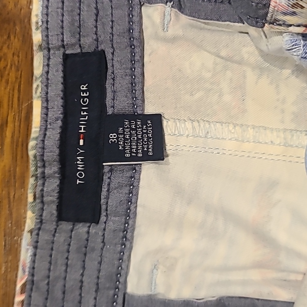 Tommy Hilfiger Chino Shorts Mens 38 Blue All Over Print Beach Palm Hawaiian - Picture 6 of 7
